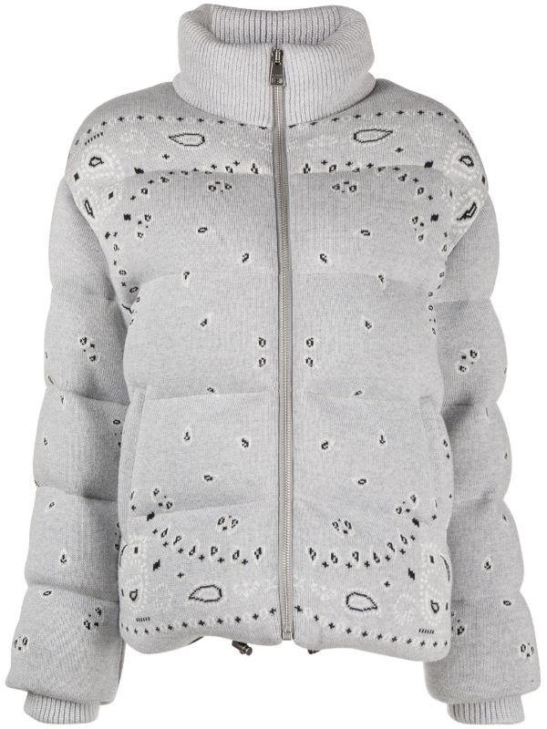 Bandana Jacquard Wool Puffer Jacket