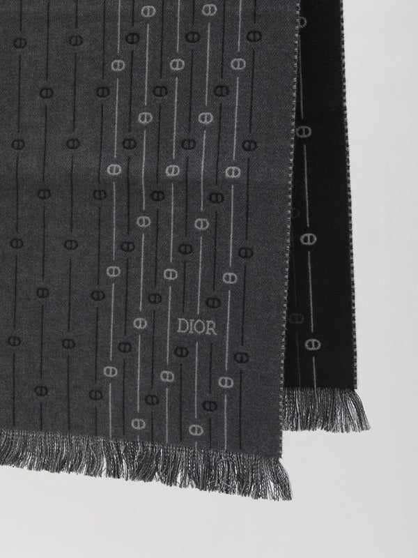 Cd Logo Stripe Wool Scarf