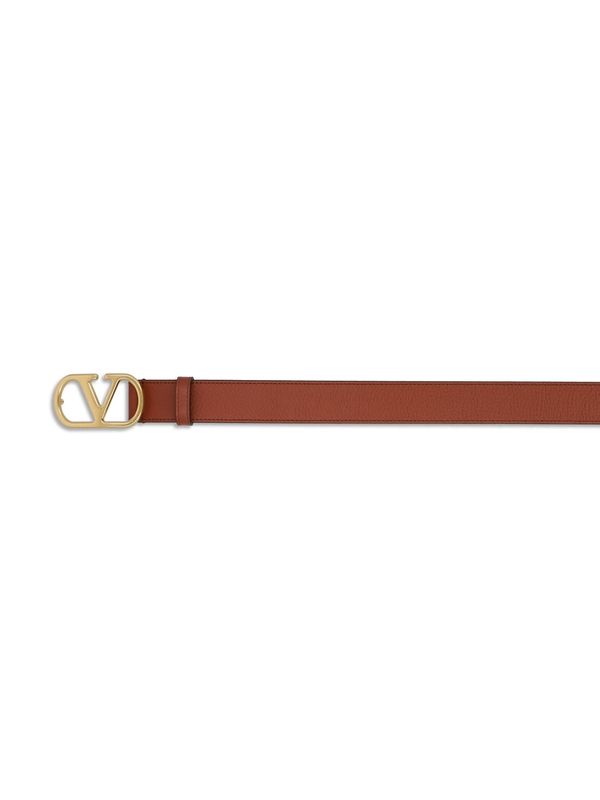 V Logo Leather Belt