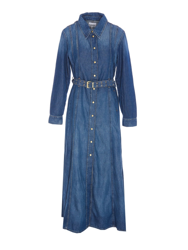 Belt Denim Shirt Dress