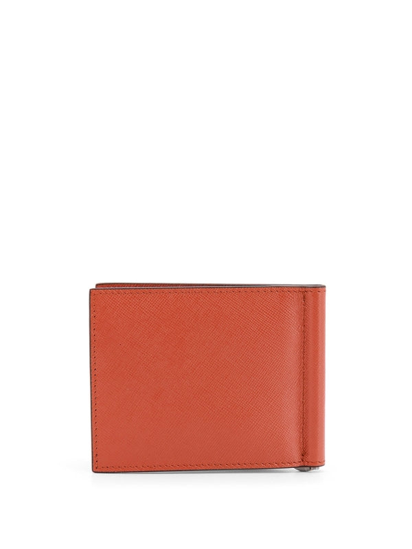 Logo Leather Money Clip Wallet