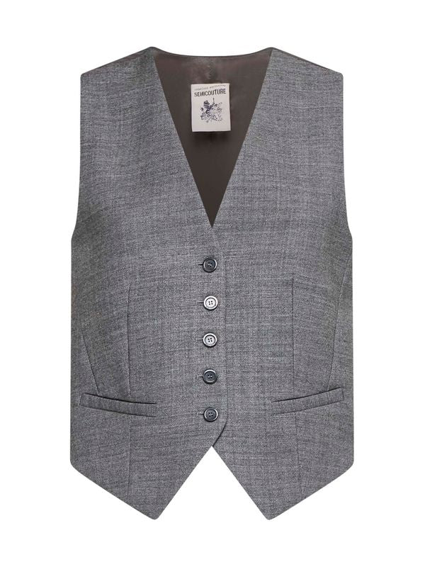 V-neck Button-up Vest