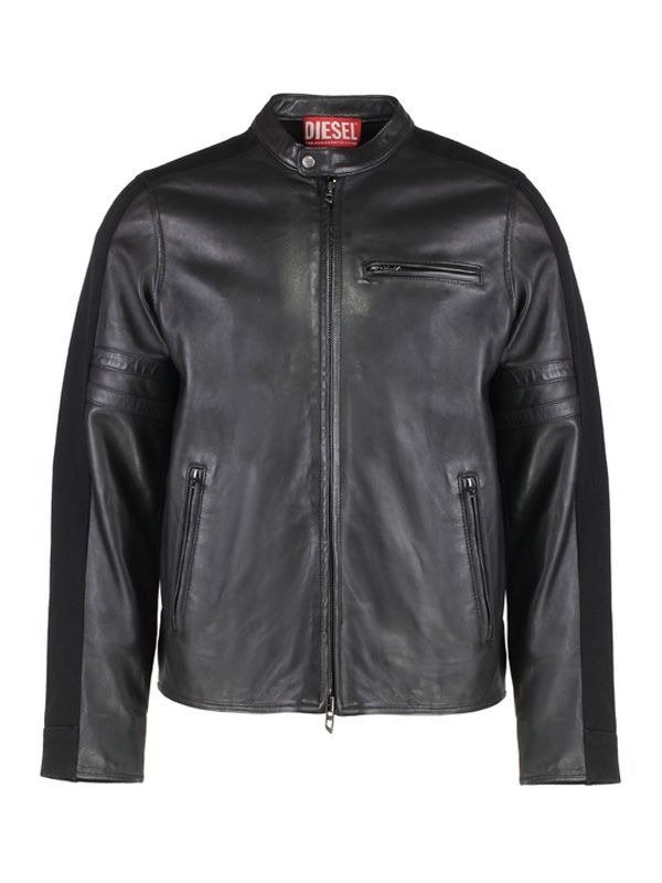 Simz Denim Panel Leather Jacket