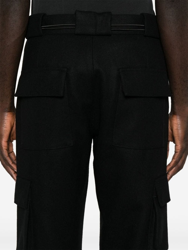 Drawstring Waist Wool Cargo Pants