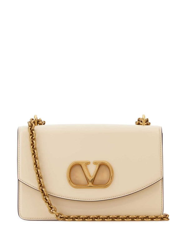 Vain V Logo Leather Shoulder Bag