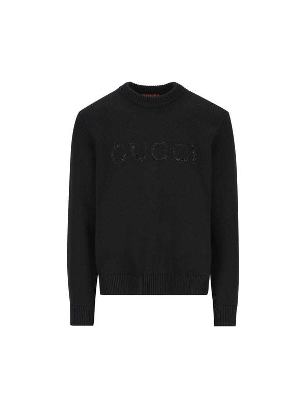 Sequin Logo Wool Cashmere Knit