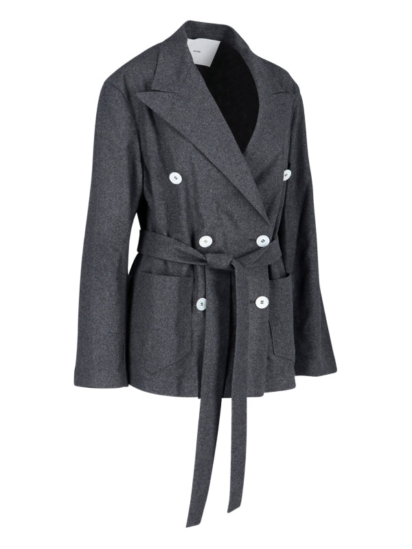 Belt Wool Blend Double Jacket