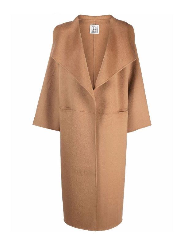 Wide Lapel Wool Cashmere Long Coat