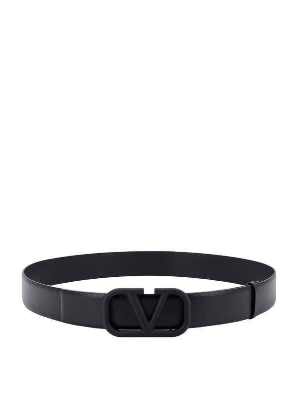 V Logo Leather Belt