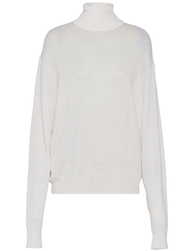 Back Logo Label High Neck Cashmere Knit