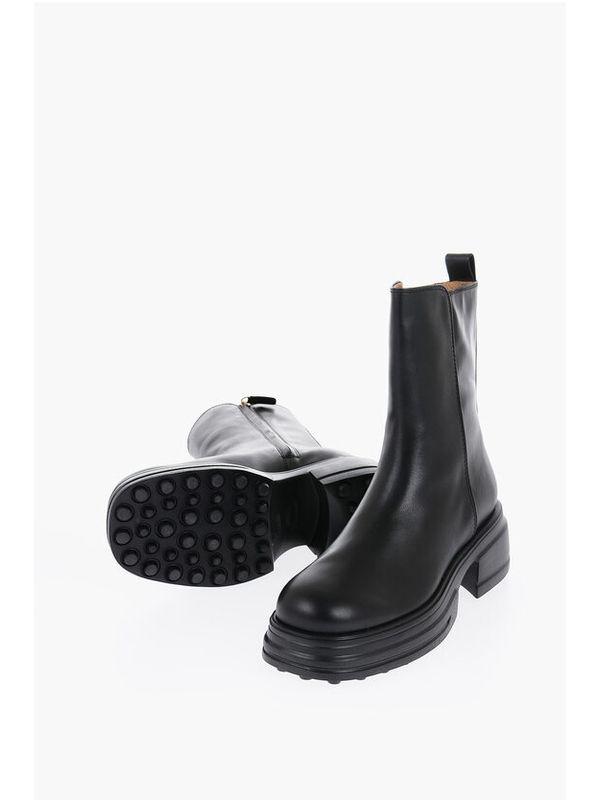 Black Calfskin Zip-Up Ankle Boots