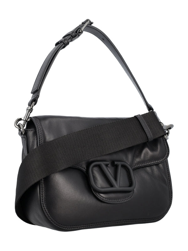 V Logo Leather Crossbody Bag