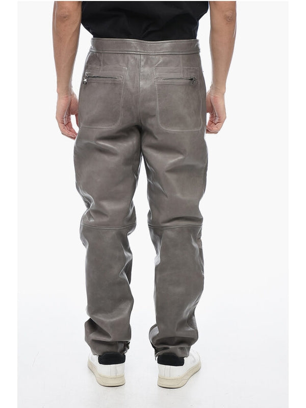 Trompe-L'Oeil Effect Leather Pants