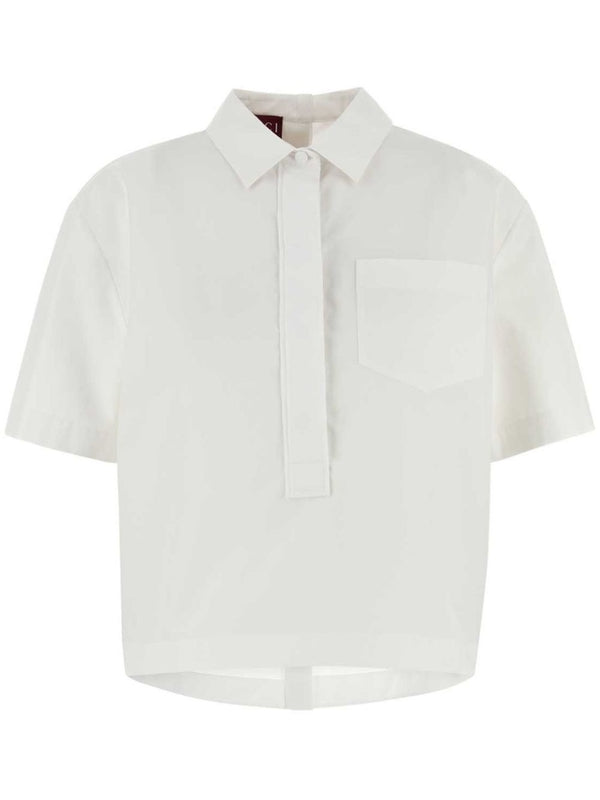Back Button Detail Cotton Short Sleeve Shirt