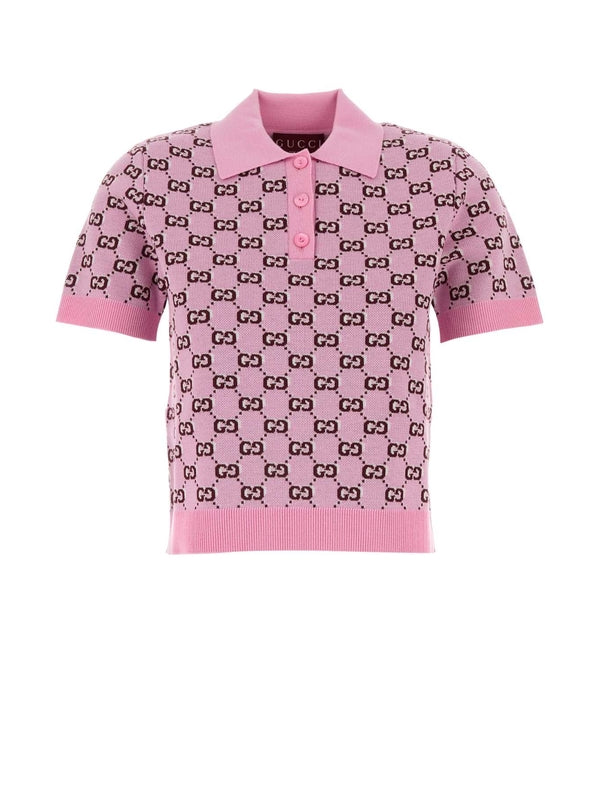 Allover Logo Wool Short Sleeve Polo Shirt