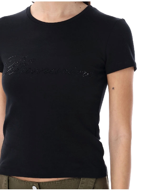 Rhinestone Logo Cotton Short Sleeve
  T-shirt