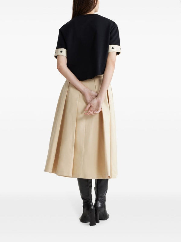 Belt Pleats Cotton Skirt