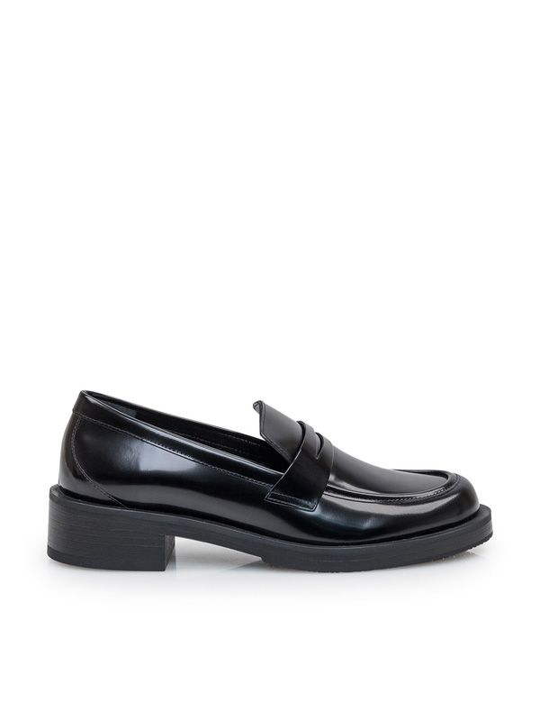 Black Leather Penny Loafers