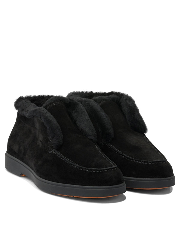 Santoni Black Ankle Boots