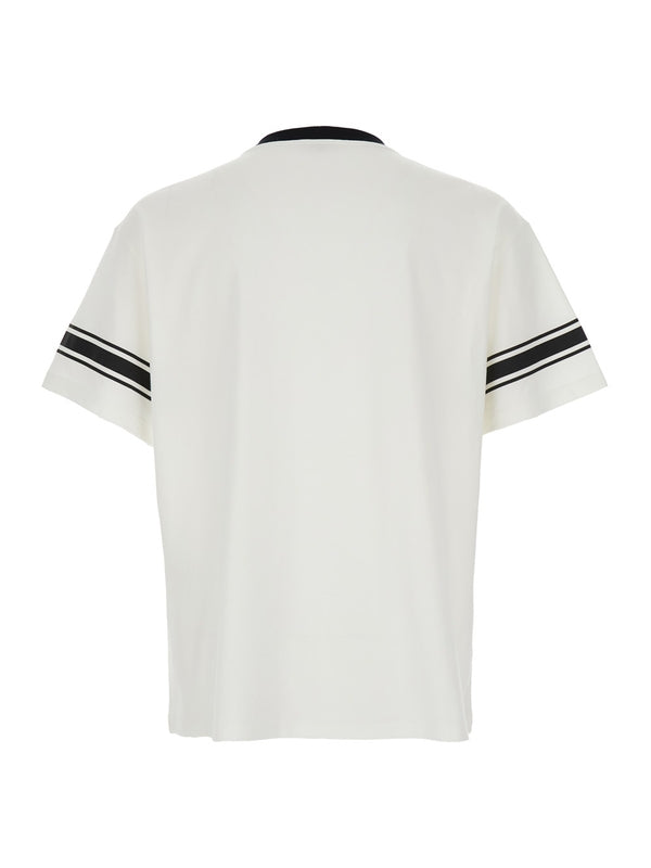 White Crewneck T-Shirt with Print on the Front in Cotton Woman Half Sleeve