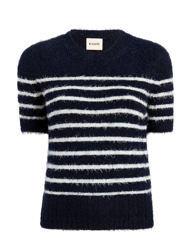 Striped Silk Cashmere Short Sleeve Knit