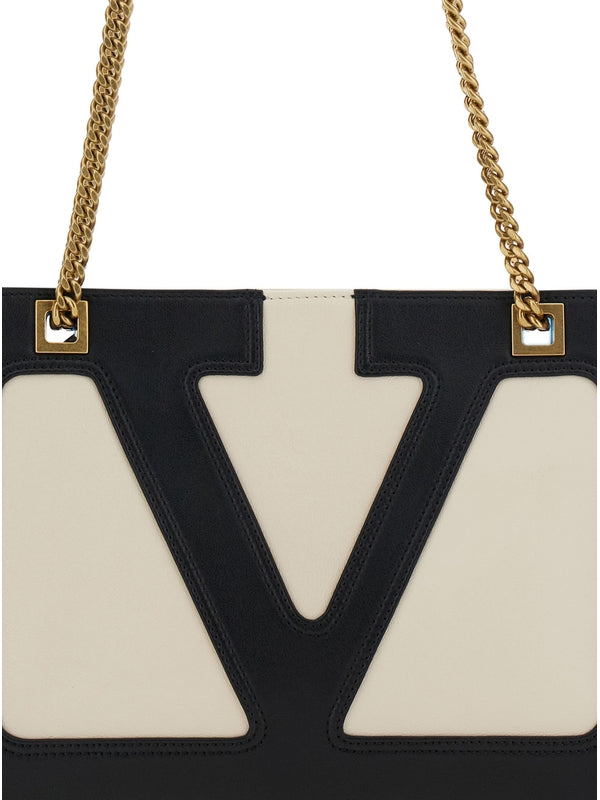 Viva Superstar V Logo Leather Tote Bag