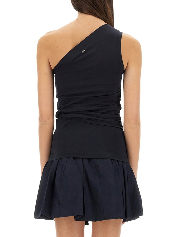 Asymmetric Cotton Blend Sleeveless