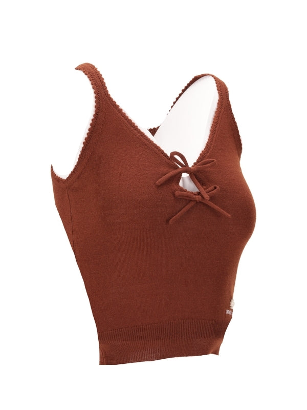 Bow Crochet Sleeveless Knit