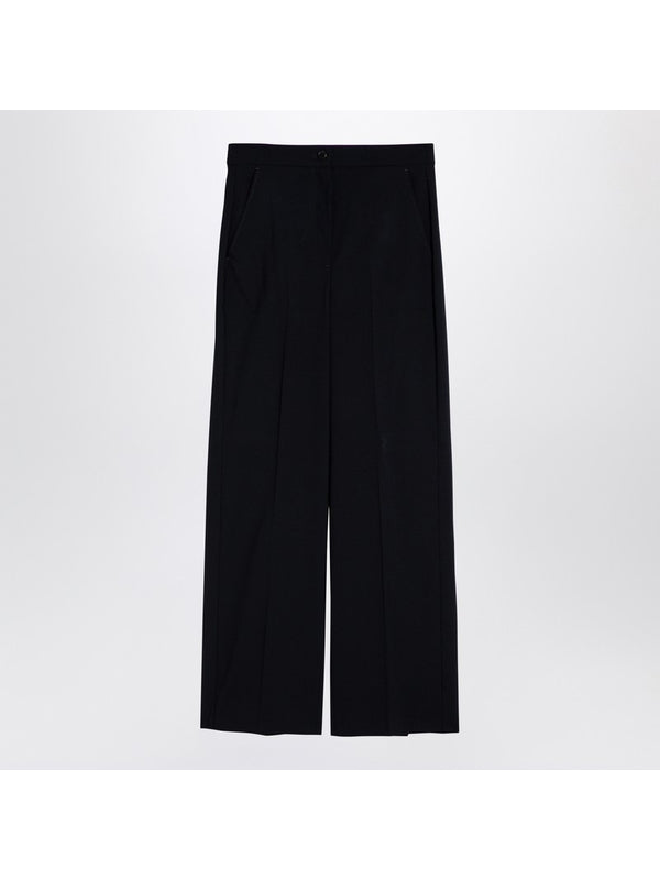 Wide Wool Blend Trousers