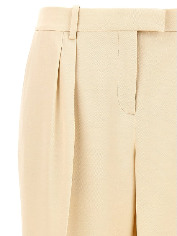 Wool Silk Pleated Pants