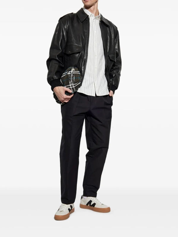 B Shield Logo Embroidered Stripe Shirt