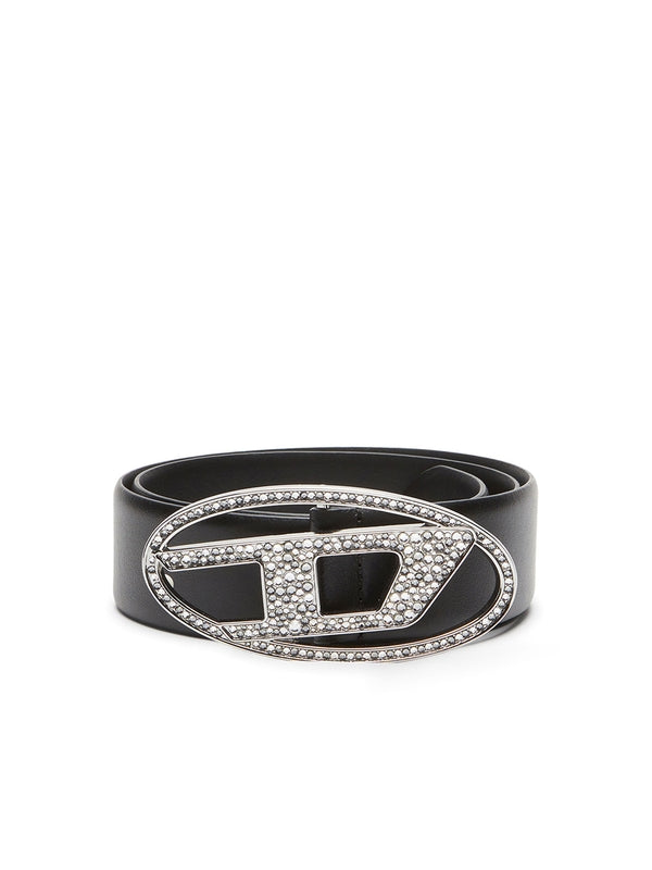 Crystal Logo Leather Belt
