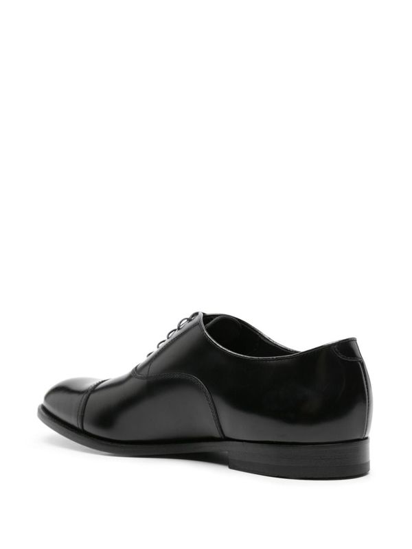 Black Brushed Leather Lace-Up Shoes