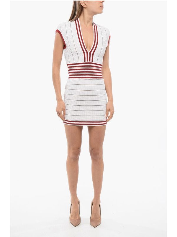 V-Neck Stripe Knit Dress