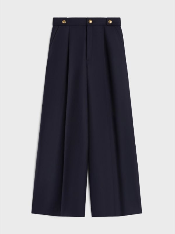 Black Pants with High Waist in Wool Woman Trousers