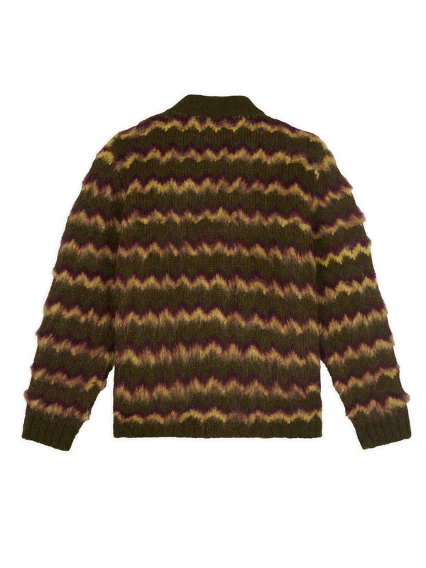 Zigzag Stripe Pattern Mohair Cardigan