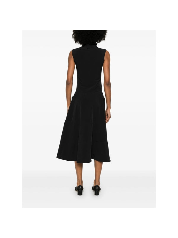 High Neck Zip Sleeveless Midi
  Dress