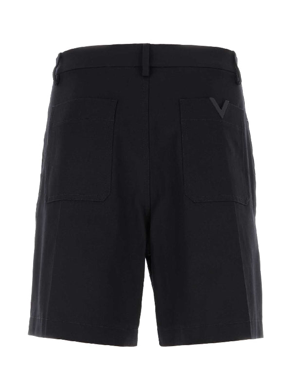 Back Pocket V Detail Cotton Bermuda
  Shorts