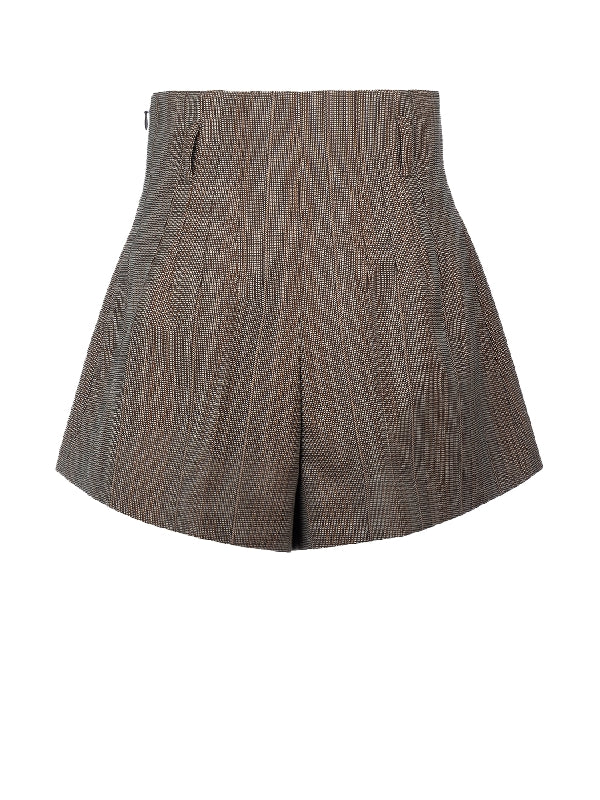 Wool Pleated High Waist Shorts