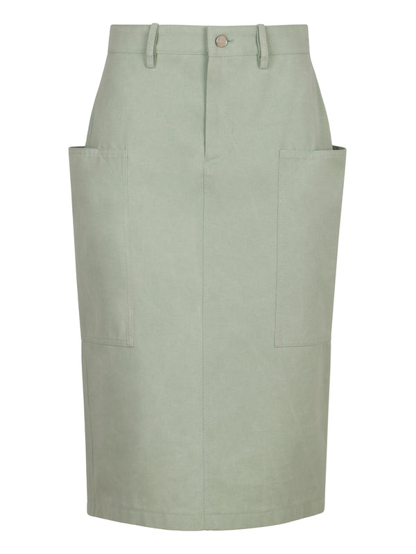 Back Slit Cotton Midi Skirt