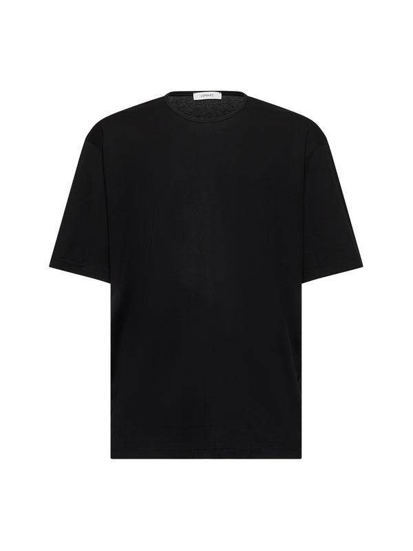 Black Crewneck Cotton Short-Sleeve T-Shirt