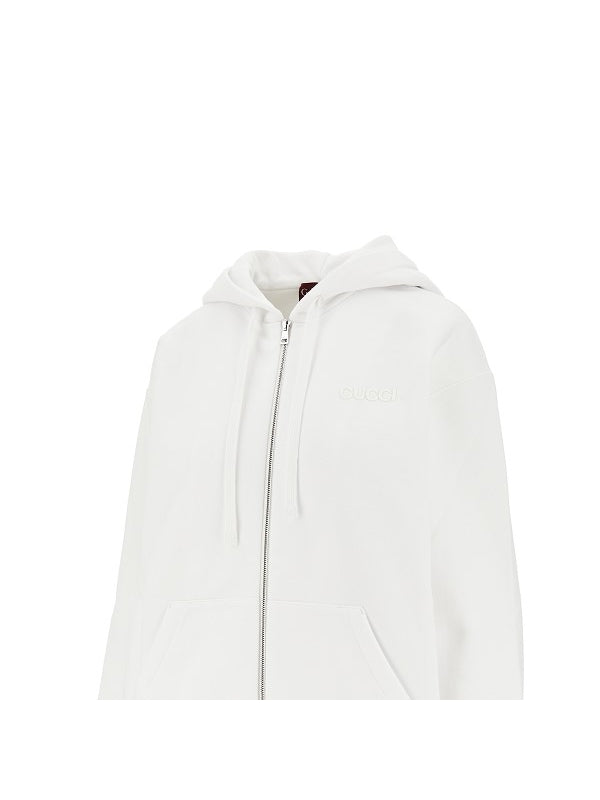 Web Detail Cotton Zip-up Hoodie