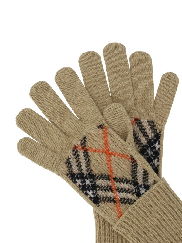 Check Pattern Cashmere Gloves