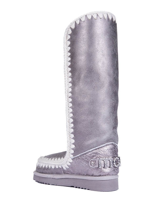 Eskimo 40 Rhinestone Logo Suede High Boots