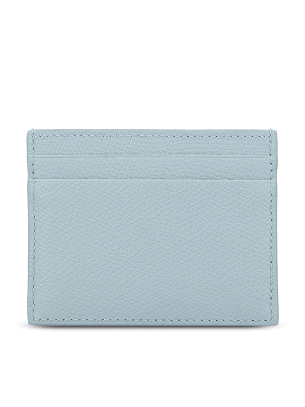 V Logo Leather Card Wallet