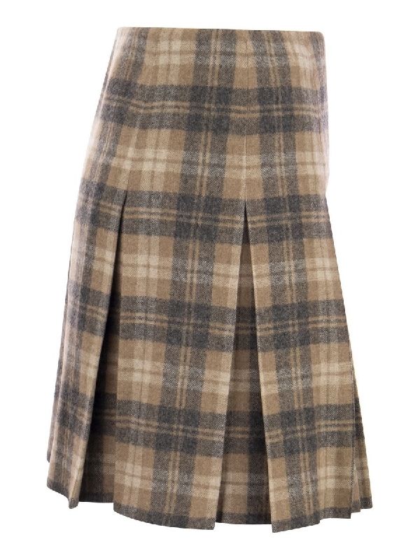 Allover Check Pleated Skirt