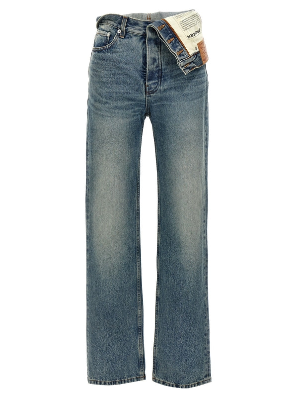 Asymmetrical Waist Denim Pants