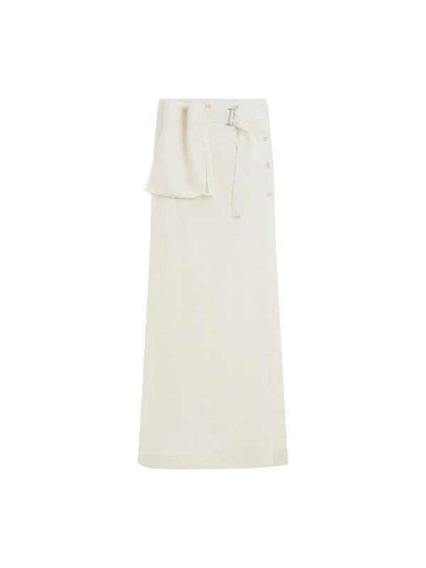 Cotton Blend Wrap Long Skirt