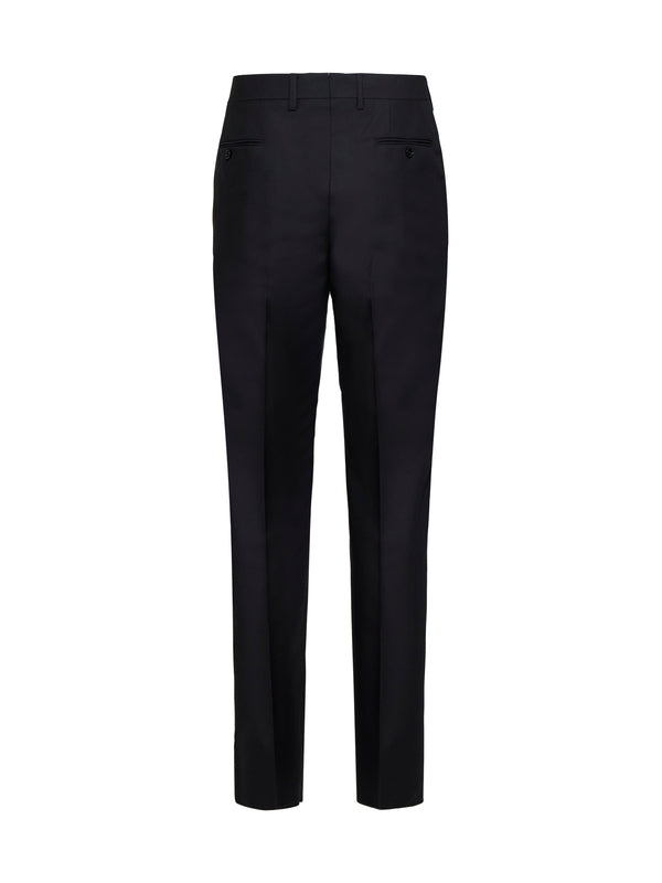 Black Wool Mohair Tailored Pants