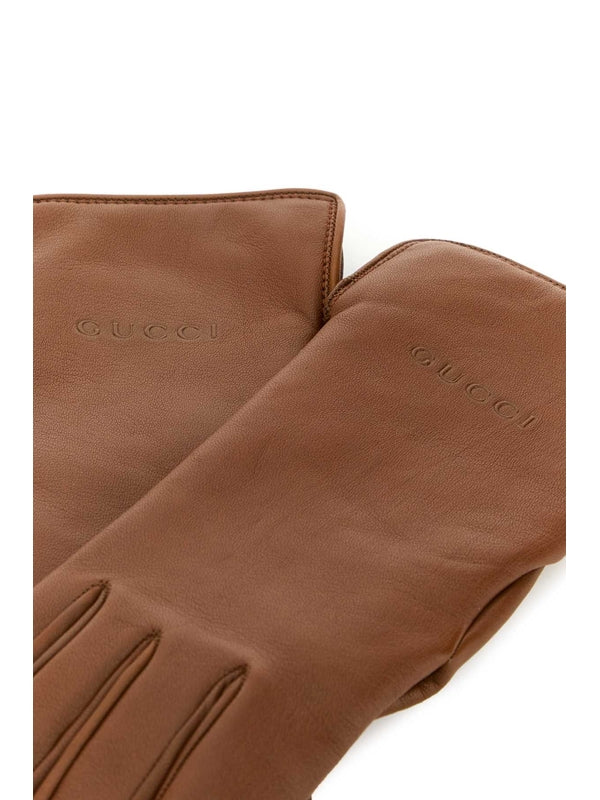 Gucci Brown Leather Gloves
